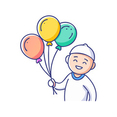 child holding eid balloons vector icon, eid al-fitr vector illustration - simple illustration of child holding eid balloons perfect for logos, and eid al-fitr-themed designs.