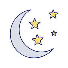 crescent with stars vector icon, eid al-fitr vector illustration - simple illustration of crescent with stars perfect for logos, and eid al-fitr-themed designs.