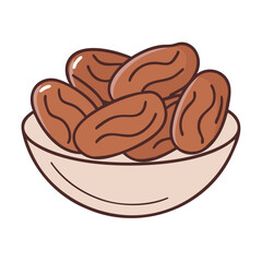 dates in a bowl vector icon, eid al-fitr vector illustration - simple illustration of dates in a bowl perfect for logos, and eid al-fitr-themed designs.