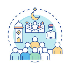 Obraz premium eid prayers congregation vector icon, eid al-fitr vector illustration - simple illustration of eid prayers congregation perfect for logos, and eid al-fitr-themed designs.
