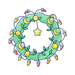 eid wreath with lights vector icon, eid al-fitr vector illustration - simple illustration of eid wreath with lights perfect for logos, and eid al-fitr-themed designs.