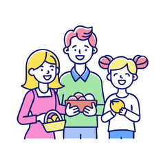 family sharing sweets vector icon, eid al-fitr vector illustration - simple illustration of family sharing sweets perfect for logos, and eid al-fitr-themed designs.