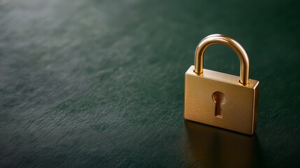 Fototapeta premium Golden padlock on green background, symbol of security, protection, and privacy golden