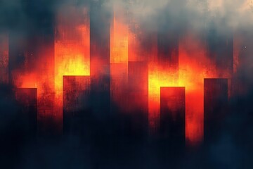 mysterious dark textured abstract background with glowing orange geometric shapes and noisy grain effect, perfect for modern poster design and banner headers