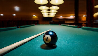 The iconic black 8 ball stands out, symbolizing a pivotal moment in the game.  