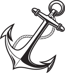 Nautical anchor detailed black and white design