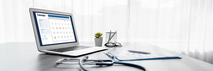 Calendar on computer software application for brisk schedule planning for personal organizer and...