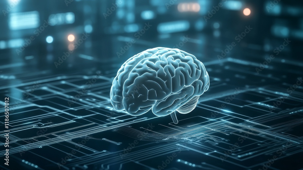 Poster illuminating the brain's intricate circuitry, a visual journey into neural networks and the electric