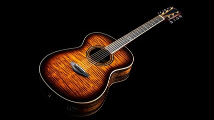 Fototapeta premium A Stunning Acoustic Guitar with Tiger Stripe Wood Grain
