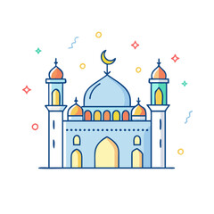 masjid with lights vector icon, eid al-fitr vector illustration - simple illustration of masjid with lights perfect for logos, and eid al-fitr-themed designs.