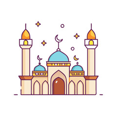 masjid with lights vector icon, eid al-fitr vector illustration - simple illustration of masjid with lights perfect for logos, and eid al-fitr-themed designs.