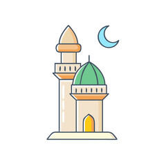 mosque minaret vector icon, eid al-fitr vector illustration - simple illustration of mosque minaret perfect for logos, and eid al-fitr-themed designs.