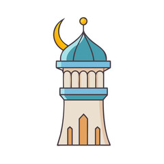 mosque minaret vector icon, eid al-fitr vector illustration - simple illustration of mosque minaret perfect for logos, and eid al-fitr-themed designs.