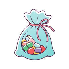 small gift bag with sweets vector icon, eid al-fitr vector illustration - simple illustration of small gift bag with sweets perfect for logos, and eid al-fitr-themed designs.