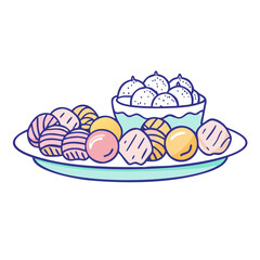 traditional sweets tray vector icon, eid al-fitr vector illustration - simple illustration of traditional sweets tray perfect for logos, and eid al-fitr-themed designs.