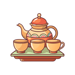 traditional tea set vector icon, eid al-fitr vector illustration - simple illustration of traditional tea set perfect for logos, and eid al-fitr-themed designs.