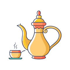 arabic tea pot vector icon, eid al-fitr vector illustration - simple illustration of arabic tea pot perfect for logos, and eid al-fitr-themed designs.