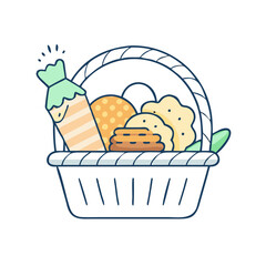 basket of treats vector icon, eid al-fitr vector illustration - simple illustration of basket of treats perfect for logos, and eid al-fitr-themed designs.