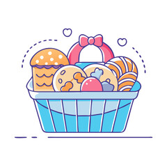 basket of treats vector icon, eid al-fitr vector illustration - simple illustration of basket of treats perfect for logos, and eid al-fitr-themed designs.