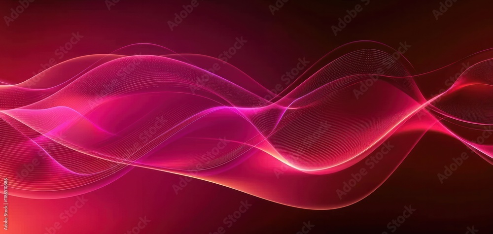 Poster illustration red abstract curve wave stripes ripple flowing gradient graphic on dark background temp