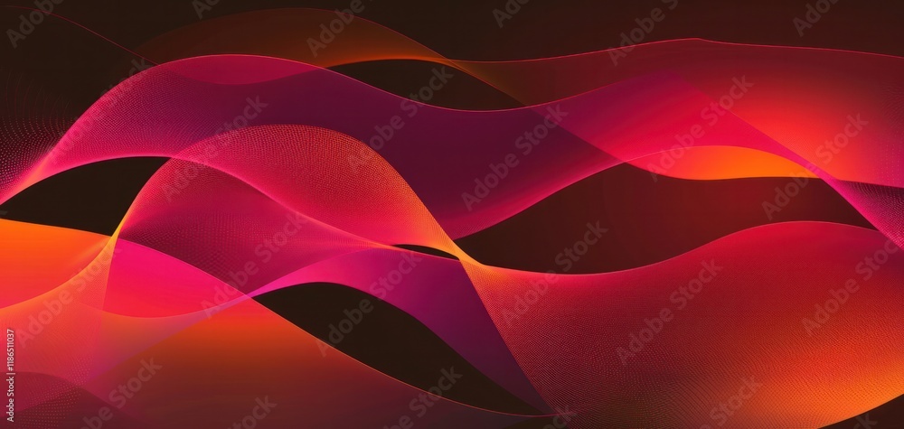 Poster illustration red abstract curve wave stripes ripple flowing gradient graphic on dark background temp