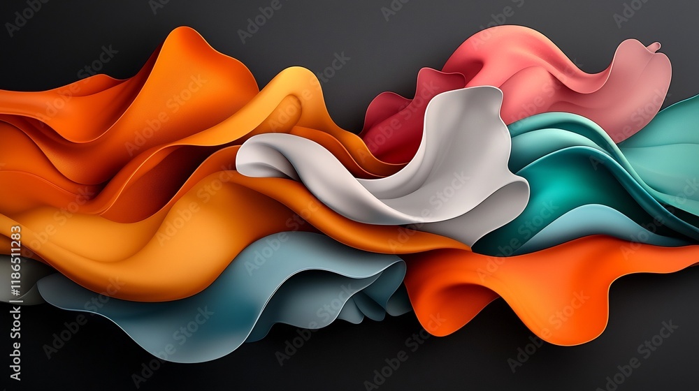 Aufkleber mesmerizing kaleidoscopic dreamscape with vibrant iridescent abstract shapes a digital painting that