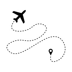 Airplane dotted route path. Travel concept of airplane route with start point
