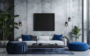 Modern living room interior design mockup