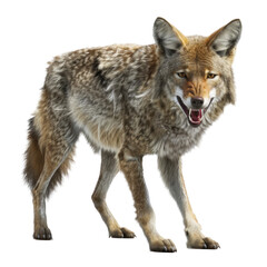 Obraz premium Photorealistic Isolated Coyote on Clean transparent background for Wildlife and Nature Illustrations