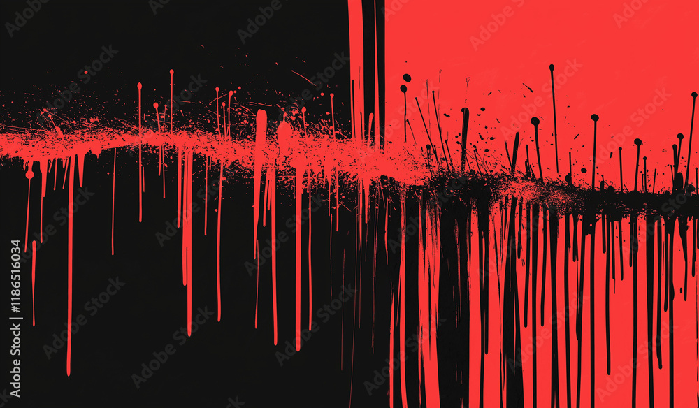 Aufkleber abstract red and black gradient background with textured brush strokes on the left and solid red on 