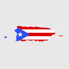 Puerto Rico map silhouette with flag.