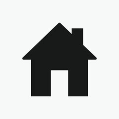 Home black icon. Isolated home button on white background. House, real estate, apps and website menu concept.