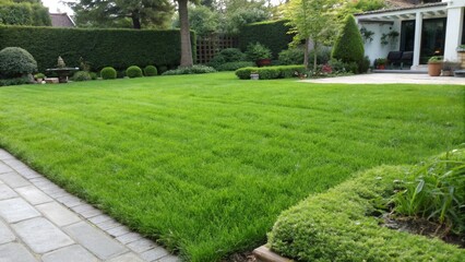Dense, green lawn after scarification.