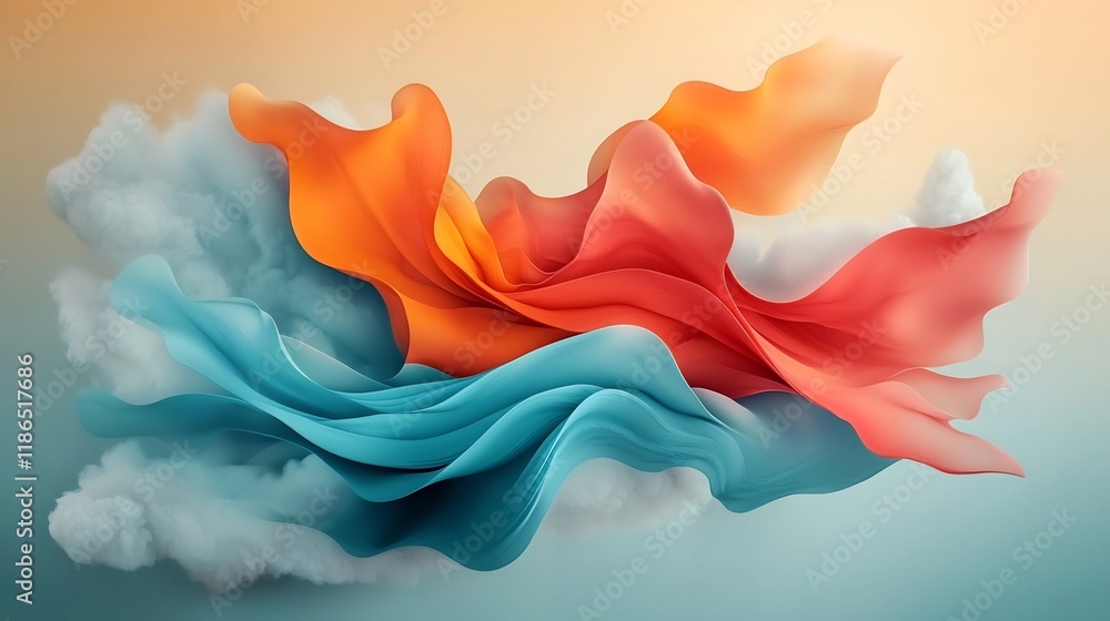 Poster mesmerizing cosmic dreamscape featuring a captivating display of vibrant iridescent fluid shapes tha