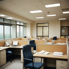 Fototapeta premium Empty Workstations in Office