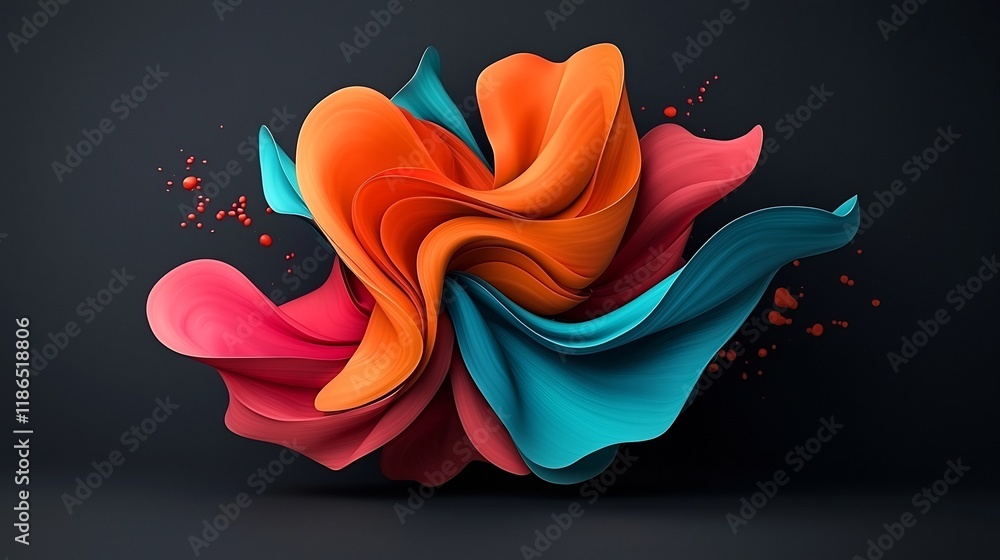 Poster mesmerizing iridescent abstract design with sinuous flowing forms and vibrant colors a dynamic hypno