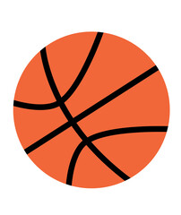 Basketball clip art design on plain white transparent isolated background for card, shirt, hoodie, sweatshirt, apparel, card, tag, mug, icon, poster or badge