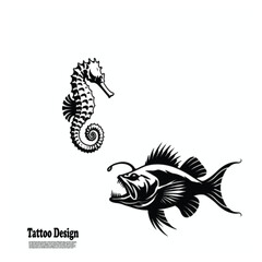 black and white fish tattoo