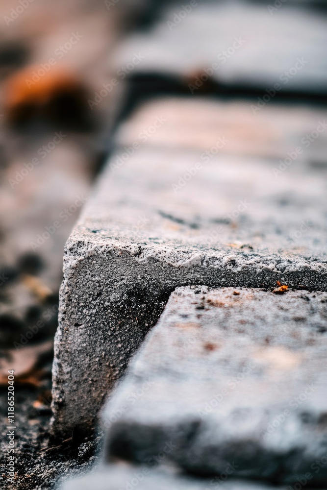 Poster a close-up shot of a concrete block on the ground, perfect for use in architectural or construction-