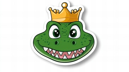Fototapeta premium Adorable cartoon dinosaur wearing a crown. Perfect for kids' projects!
