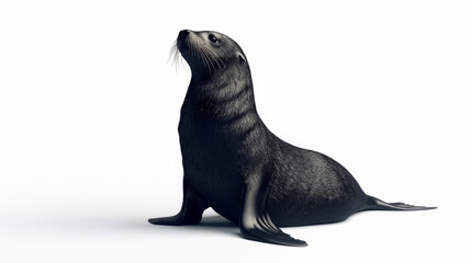 Naklejka premium Dark fur seal, isolated, white background.
