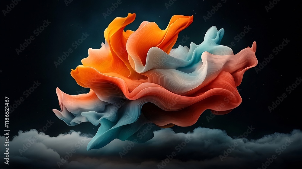 Poster mesmerizing kaleidoscopic celestial dreamscape of vibrant iridescent wavy shapes a digital painting 