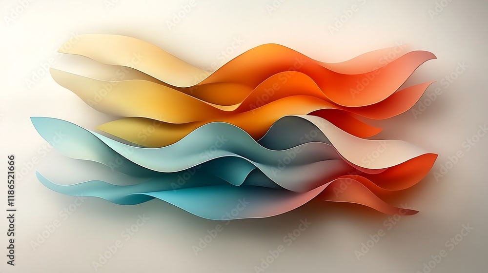 Poster mesmerizing wavy undulating abstract shapes with a captivating kaleidoscopic pattern vibrant iridesc
