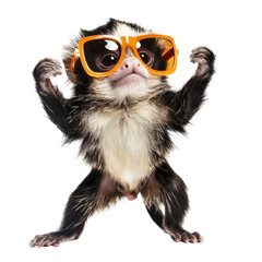 Fototapeta premium Funny Tamarin Dancing with Large Sunglasses in a Playful Pose