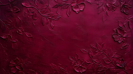 Vintage background in burgundy, with subtle embossed floral designs and a velvety texture, giving an elegant and rich antique vibe