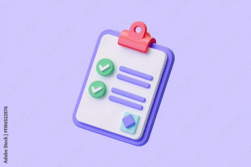 Poster A 3D rendered checklist clipboard with checkmarks, signifying task completion and organization.
