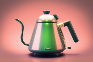Sleek metallic gooseneck kettle, perfect for pour-over coffee brewing.