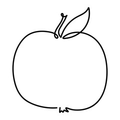 Minimalistic One-Line Apple Illustration on a White Background