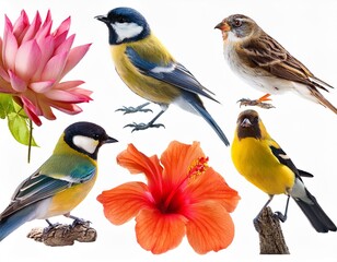 Fototapeta premium Set of of birds and flower with 
