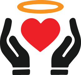 Hands Protecting a Heart with a Halo: Symbol of Divine Love and Care